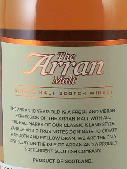 Arran Malt 10 Years Old Label
