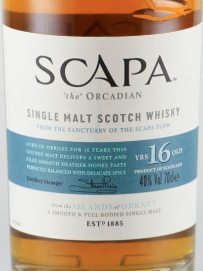 Scapa 16 Years Old Label