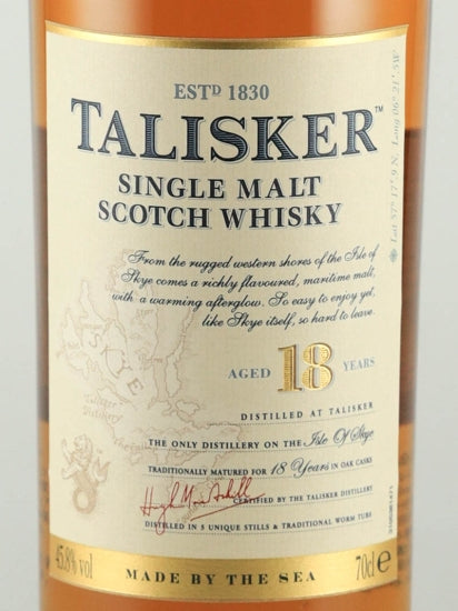 Talisker 18 years old label [Authorized Import]