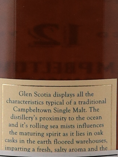 Glen Scotia 12 Years Old Label