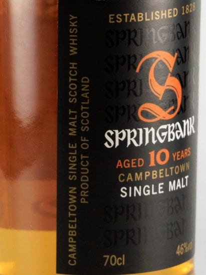 Springbank 10 Years Old Label