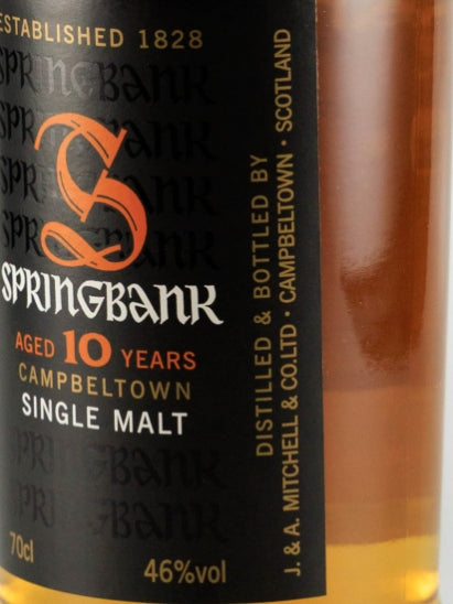 Springbank 10 Years Old Label