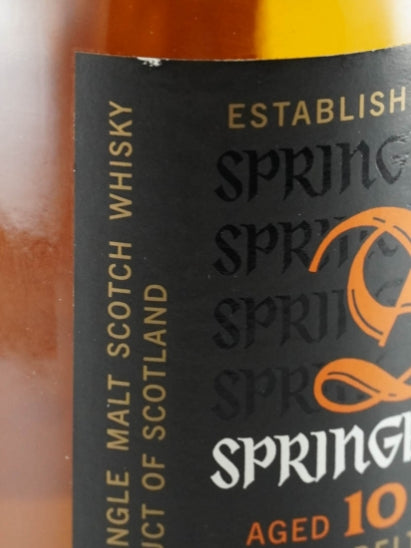 Springbank 10 Years Old Label