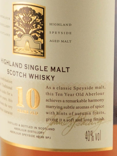 Aberlour 10 Years Old Label