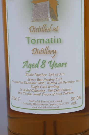 Whisky Broker Tomatin 8 Years 2006