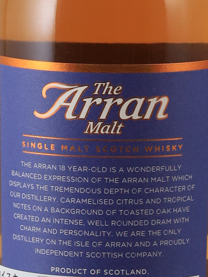 Arran Malt 18 Years Old Label