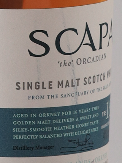 Scapa 16 years old label (defective label)