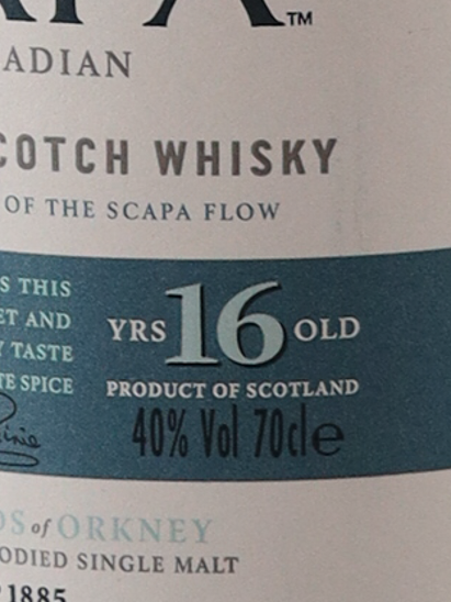 Scapa 16 years old label (defective label)
