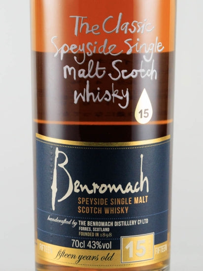Benromach 15 Years Old Label