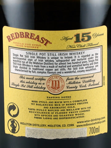 Redbreast 15 Years Old Label