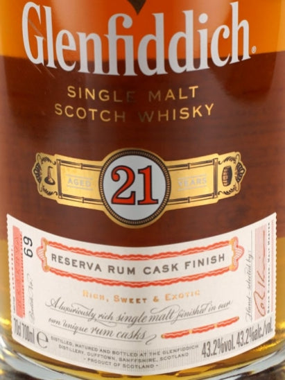 Glenfiddich 21 Years Reserva Rum Cask Finish Old Label