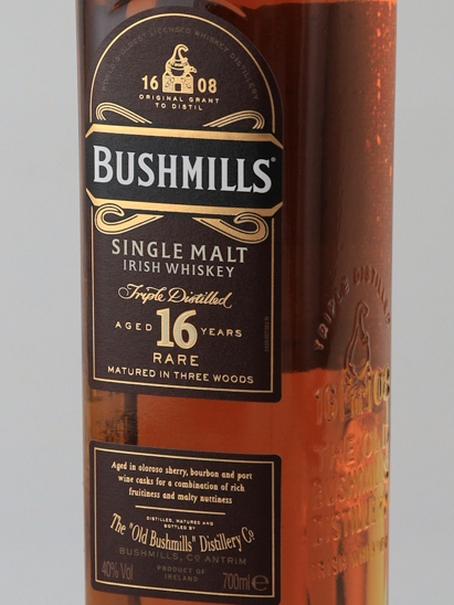 Bushmills Single Malt 16 Years Old Label