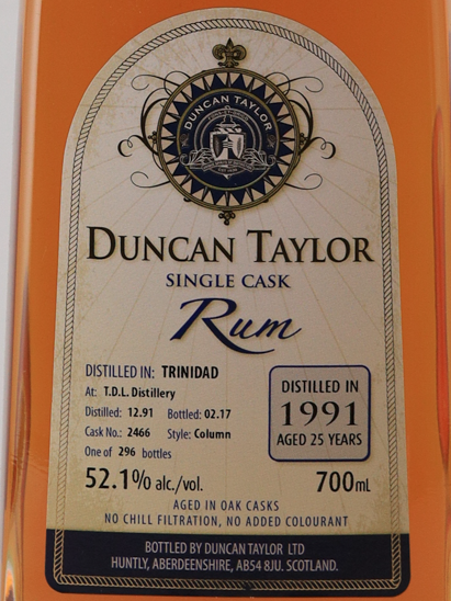 Duncan Taylor Trinidad T.D.L. 25 Years 1991