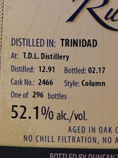 Duncan Taylor Trinidad T.D.L. 25 Years 1991