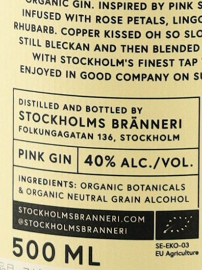 Stockholm Branneli Pink Gin Old Label