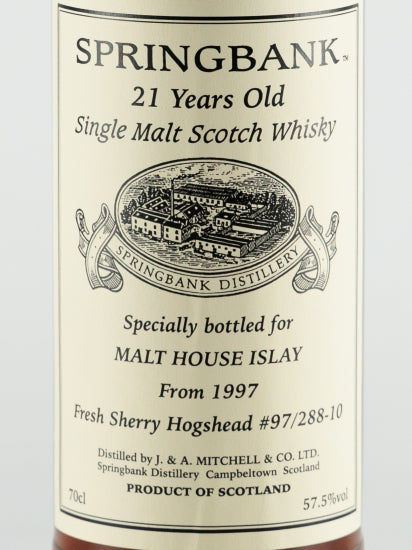 Springbank 21 Years 1997 for MALT HOUSE ISLAY