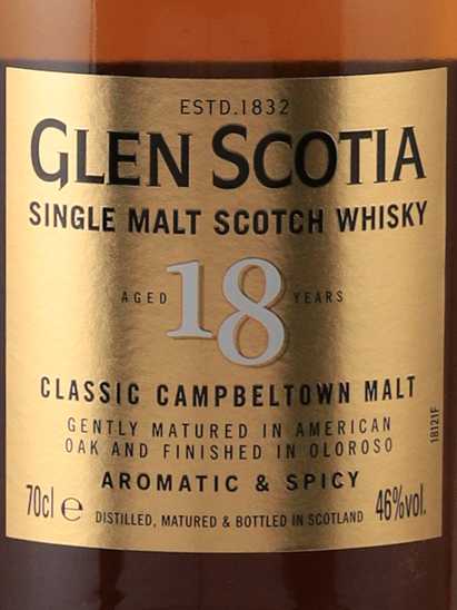 Glen Sotia 18 Years Old Label
