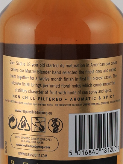 Glen Sotia 18 Years Old Label