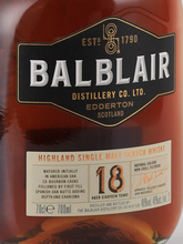 Load image into Gallery viewer, Balblair 18 Years