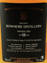 Load image into Gallery viewer, Signatory Bowmore 18 Years 2001 for LMDW