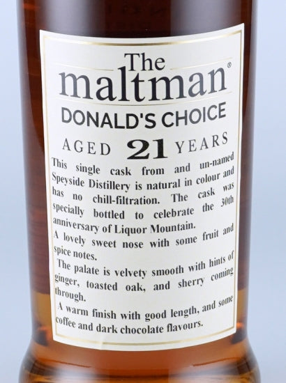 The Maltman Secret Speyside 21 Years 1998 for Liquor Mountain 30th Anniversary