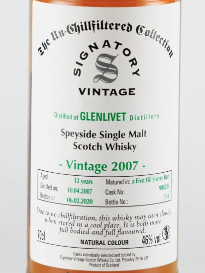 Signatory The Glenlivet 12 Year Old 2007/2020 46% - image 2