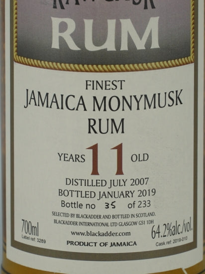 Blackadder Raw Cask Jamaica Monymusk Rum 11 Years 2007
