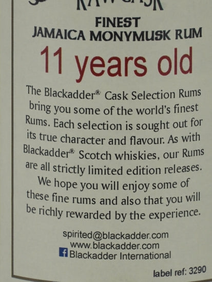 Blackadder Raw Cask Jamaica Monymusk Rum 11 Years 2007