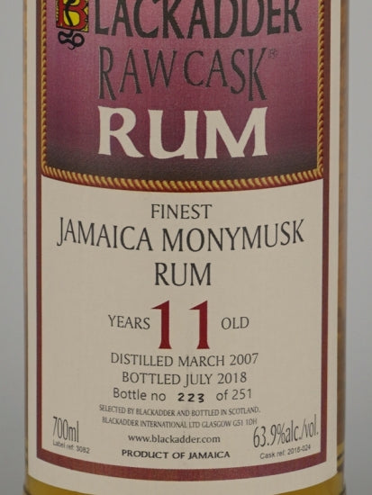 Blackadder Raw Cask Jamaica Monymusk Rum 11 Years 2007