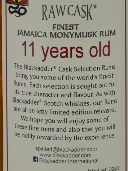 Blackadder Raw Cask Jamaica Monymusk Rum 11 Years 2007