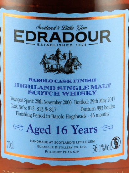 Edradour 16 Year Old 2000 Barolo Finish