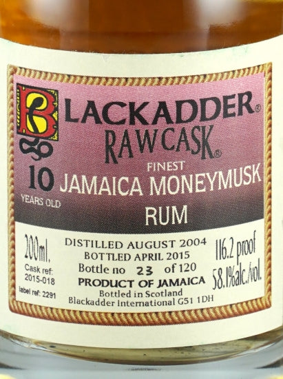 Black Adder Low Cask Jamaica Monymusk Rum 10 Year Old 2004 200ml