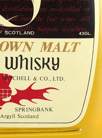 Springbank 8 Year Old Old Bottle