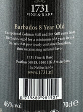 Load image into Gallery viewer, 1731 Fine &amp; Rare Single Origin Barbados 8 Year Old