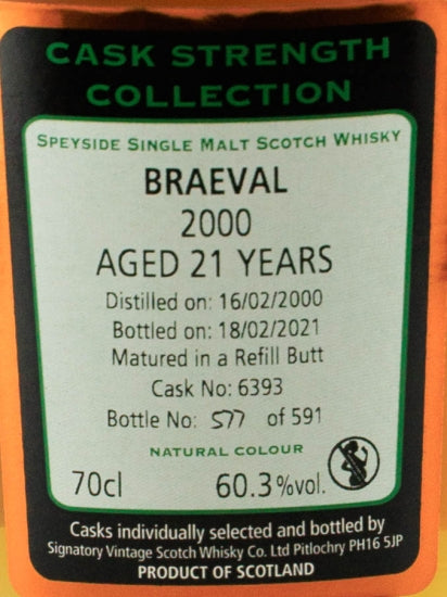 Signatory Braeval 21 Year Old 2000