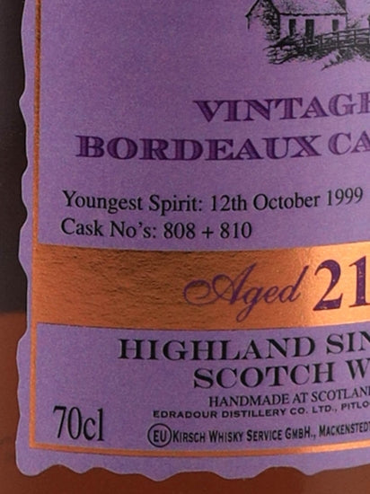Edradour 21 Year Old 1999 Bordeaux Finish
