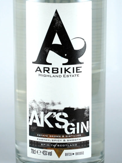 Arbikie AK’S Gin (defective cap/label)