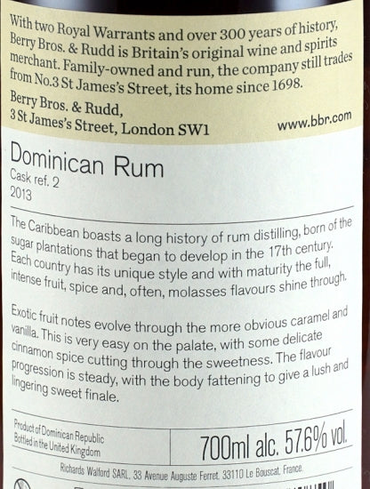 BB&R Dominican Rum 7 Year Old 2013