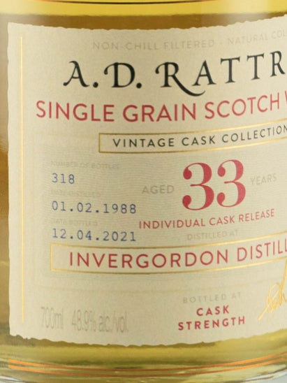 AD Rattray Invergordon 33 Year Old 1988
