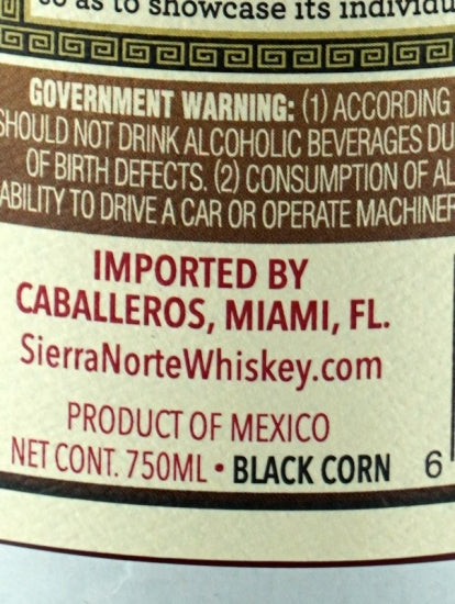 Sierra Norte Black Corn Whisky