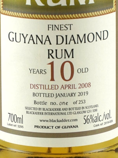 Black Adder Raw Cask Guyana Diamond Rum 10 Year Old 2008
