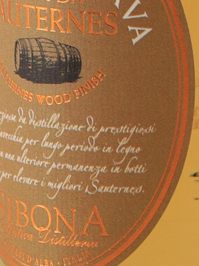 Sibona Grappa Sauternes Wood Finish