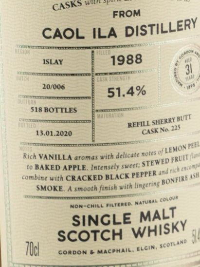 Connoisseur's Choice Cask Strength Caol Ila 31 Years Old 1988