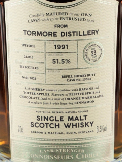 Connoisseur's Choice Cask Strength Tomore 29 Years Old 1991