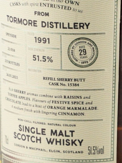 Connoisseur's Choice Cask Strength Tomore 29 Years Old 1991