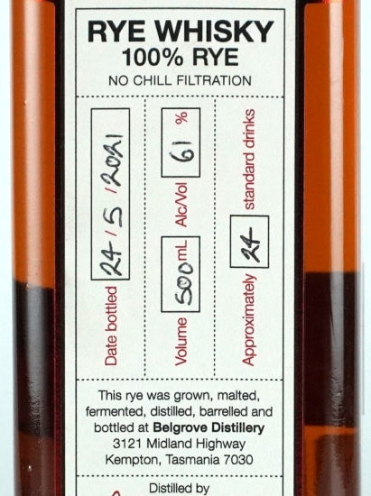 Belgrove Rye Whiskey Cask Strength