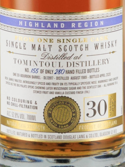 Extra Old Particular Tomintoul 30 Years Old 1989