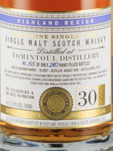 Load image into Gallery viewer, Extra Old Particular Tomintoul 30 Years Old 1989