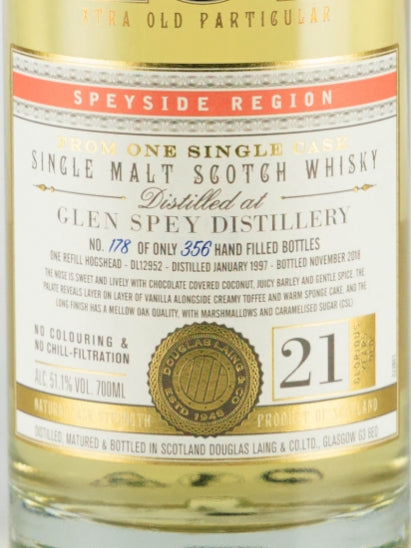 Extra Old Particular Glen Spey 21 Years Old 1997