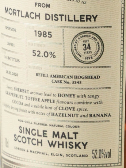 Connoisseur's Choice Cask Strength Mortlach 34 Years Old 1985